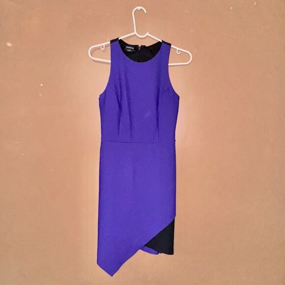 Bebe Purple Black Asymmetrical Hem Dress - Size Small - Picture 4 of 8
